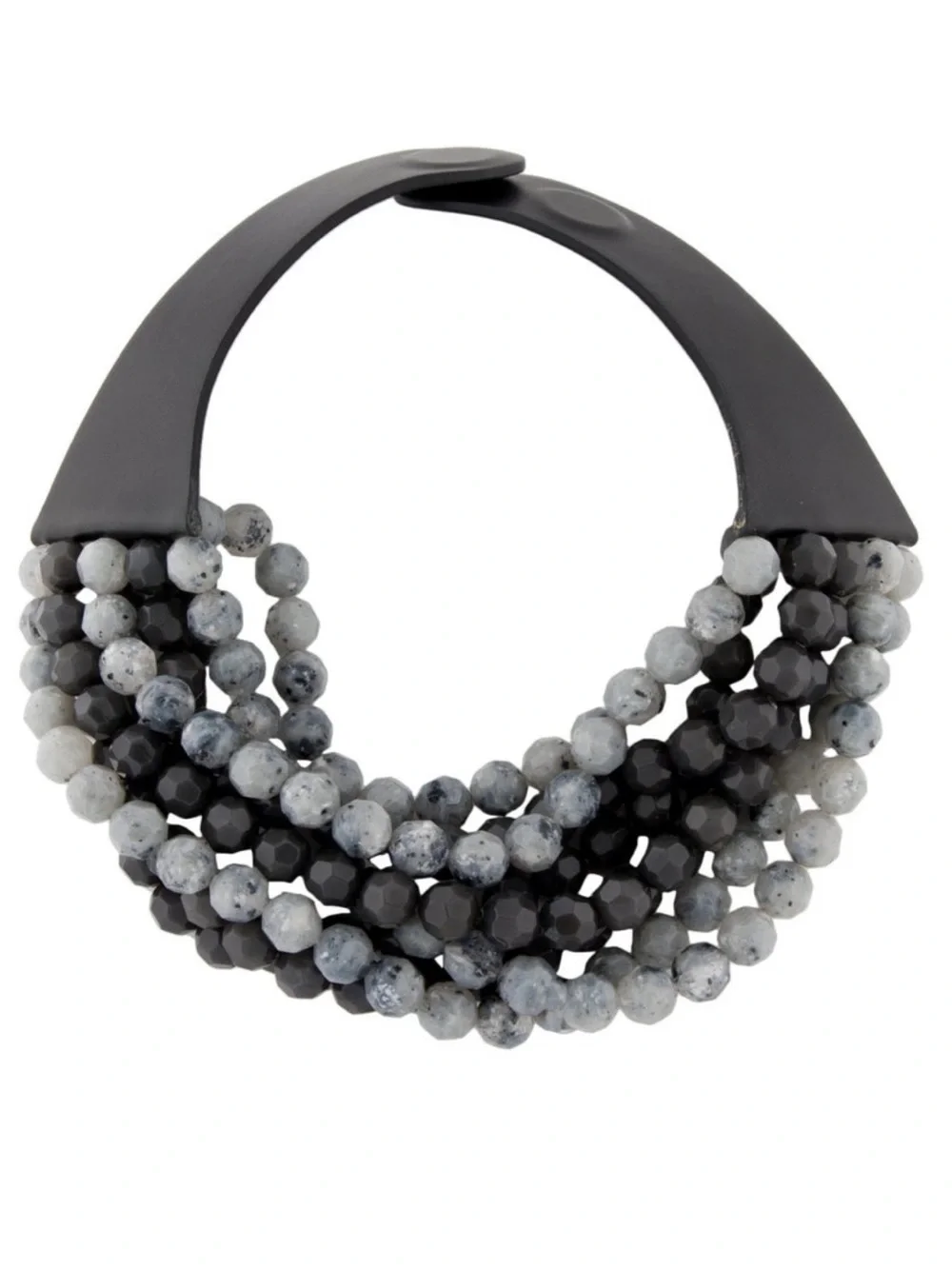Fairchild Baldwin Gray and Black Beaded Statement Necklace